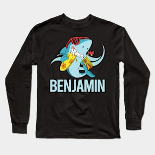 Funny Shark - Benjamin Name Long Sleeve T-Shirt